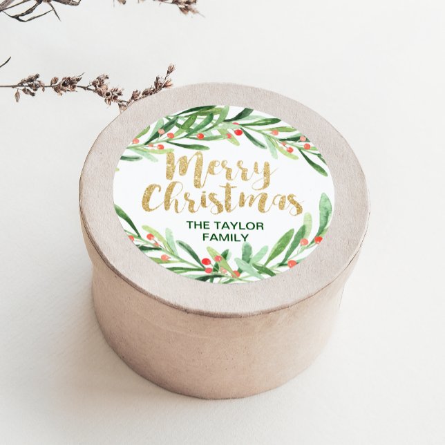 Adesivo Redondo Holly Wreath Felry Natal (Criador carregado)