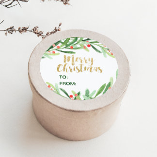 Adesivo Redondo Holly Wreath Felry Nome de Natal