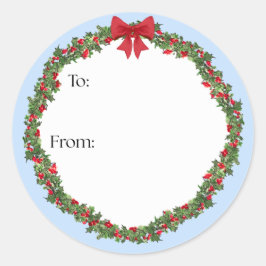 Adesivo Redondo Holly Wreath Gift Sticker