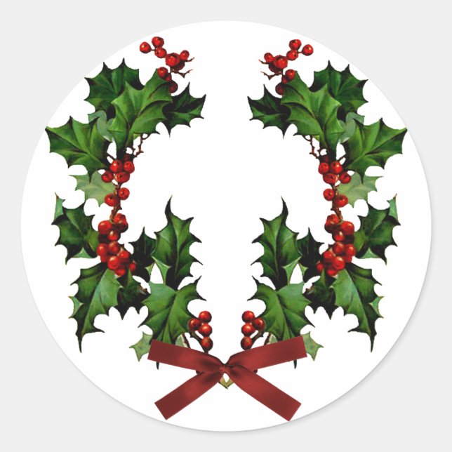 Adesivo Redondo Holly Wreath Sticker (Frente)