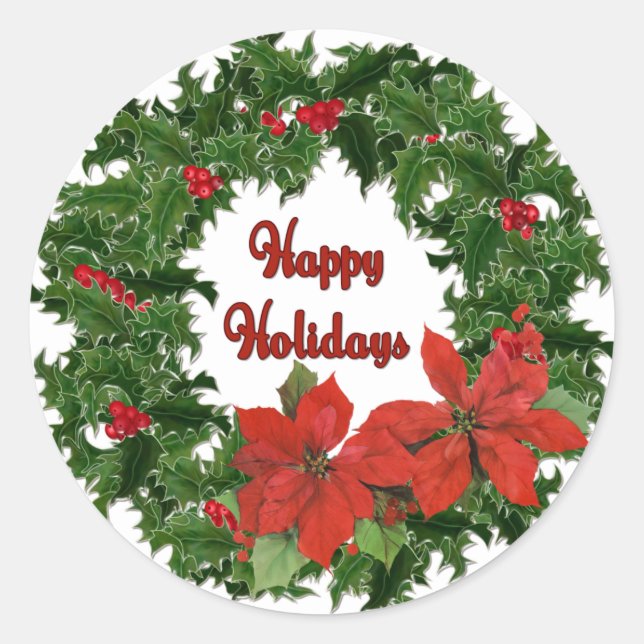 Adesivo Redondo Holly Wreath Traditions (Frente)