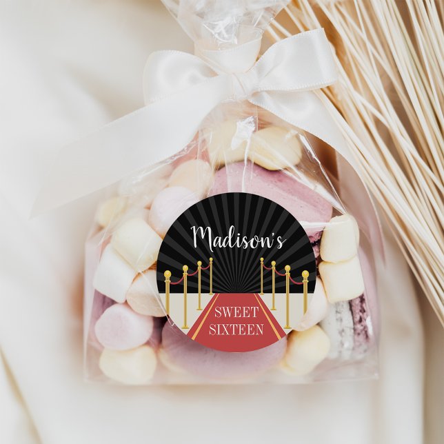 Adesivo Redondo Hollywood Red Carpet Personalizado (Criador carregado)