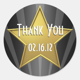 Adesivo Redondo Hollywood Star Obrigado Sticker