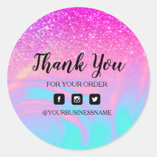 Adesivo Redondo Holografia Unicorn Glitter Marble