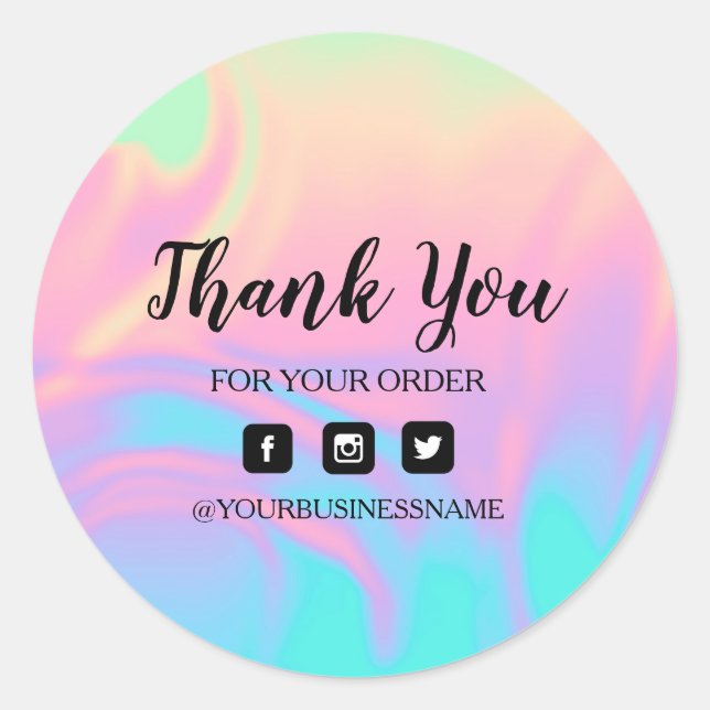 Adesivo Redondo Holografia Unicorn Sticker. Elegância e harmonia (Frente)