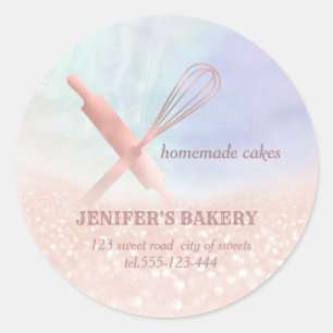 Adesivo Redondo Hológrafo de fiação e padaria de chef de uísque