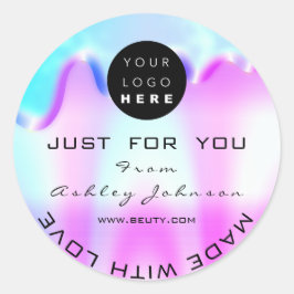 Adesivo Redondo Hológrafo Do Logotipo Do obrigado Feito Com Amor, 