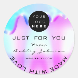 Adesivo Redondo Hológrafo Do Logotipo Do obrigado Feito Com Amor,