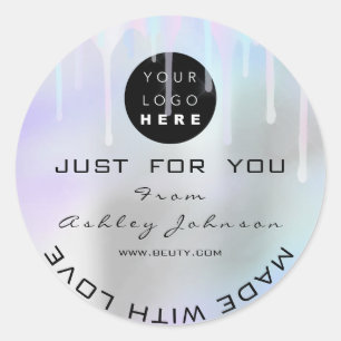 Adesivo Redondo Hológrafo Do Logotipo Do Obrigado Glitter Feito C