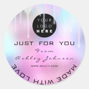 Adesivo Redondo Hológrafo Do Logotipo Do Obrigado Glitter Feito C