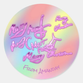 Adesivo Redondo Holographic Color Therapy Feliz Christas from Name