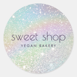 Adesivo Redondo Holographic Glitter Bakery, Doces
