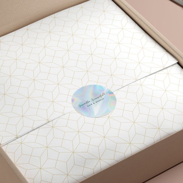 Adesivo Redondo Holographic QR Code Beauticista Salon Handmade (Holographic Business Owner Sticker)