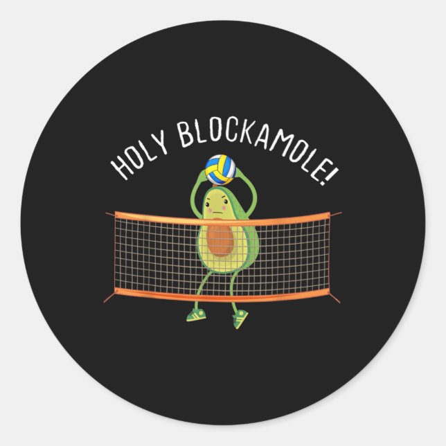 Adesivo Redondo Holy Blockamole Volleyball Cute Fun  (Frente)