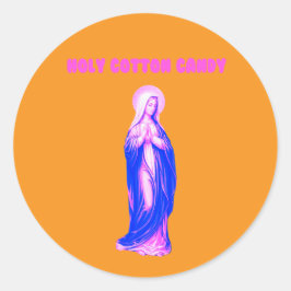 Adesivo Redondo Holy Cotton Candy Vierge Marie Rose et Bleue