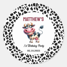 Adesivo Redondo Holy Cow! 1st Birthday | Animal First Birthday