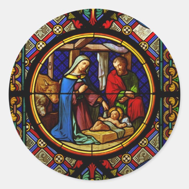 Adesivo Redondo Holy Family "Stained Glass"  (Frente)