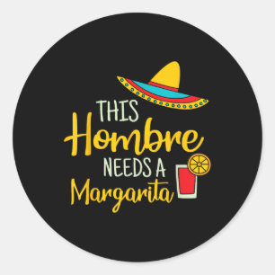 Adesivo Redondo Hombre Margarita Mexicana Fiesta Funny Cinco De Ma