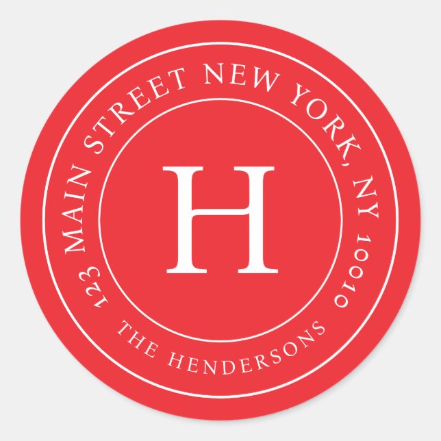 Adesivo Redondo Home Address Modern Simple Chic Family Monogram (Frente)