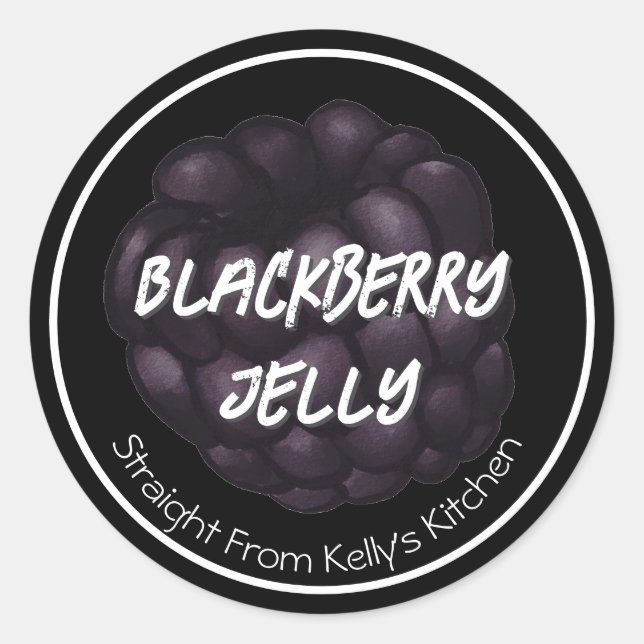 Adesivo Redondo Home Canning Business Blackberry Jelly Jam Label (Frente)