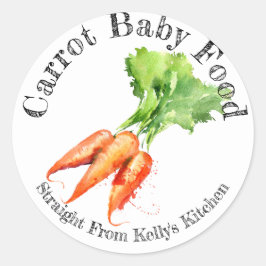Adesivo Redondo Home Canning Business Carrot Baby Comida Label