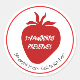 Adesivo Redondo Home Canning Business Strawberry Preserves Label
