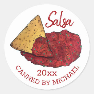 Adesivo Redondo Home Canning De Tomato Quente Em Casa De Salsa, Ba