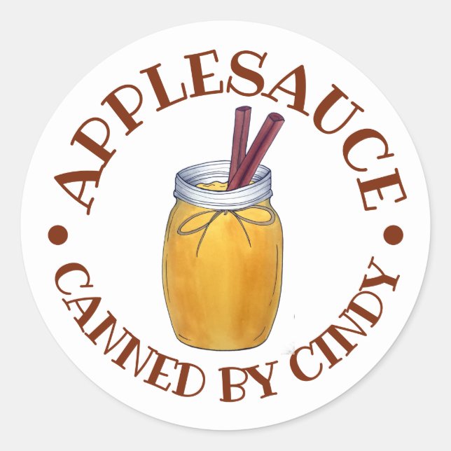 Adesivo Redondo Home Canning Homemade Applesaut Banido por (Frente)