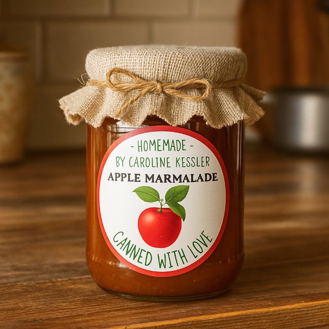 Adesivo Redondo Home Made Apple Marmalade Canning Label Sheet (Criador carregado)