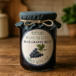 Adesivo Redondo Home Made Blue Grape Jelly Canning Label Sheet