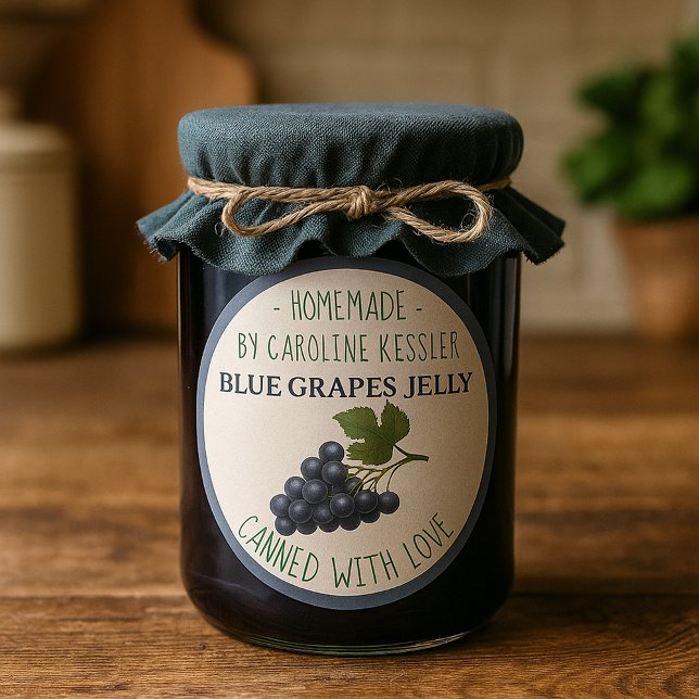Adesivo Redondo Home Made Blue Grape Jelly Canning Label Sheet (Criador carregado)