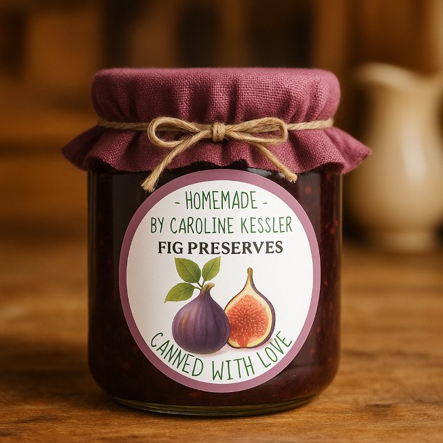 Adesivo Redondo Home Made Fig Preserves Canning Label Sheet (Criador carregado)