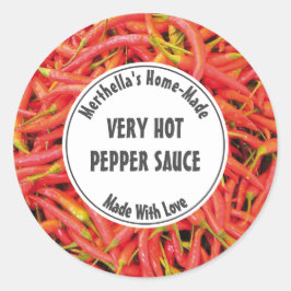 Adesivo Redondo Home Made HOW PEPPER SAUCE Red Chili