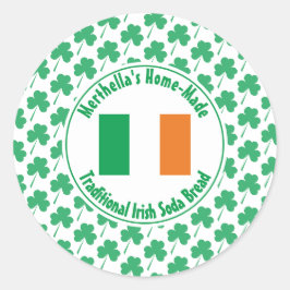 Adesivo Redondo Home made IRISH SODA PÃO Irlanda Flag Shamrock