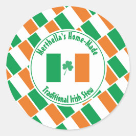 Adesivo Redondo Home Made IRISH STEW Irlanda Flag Shamrock