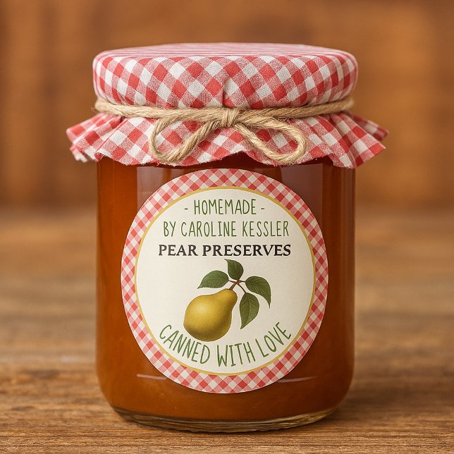 Adesivo Redondo Home Made Pear Preserves Canning Label Sheet (Criador carregado)
