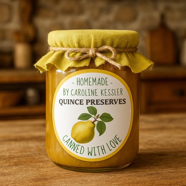 Adesivo Redondo Home Made Quince Preserves Canning Label Sheet (Criador carregado)