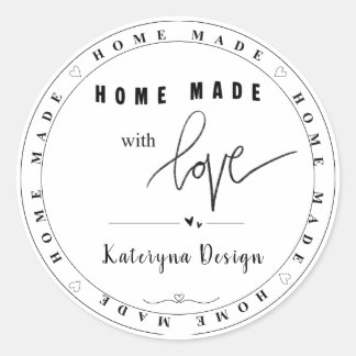 Adesivo Redondo Home Made With Love Custom Business Name