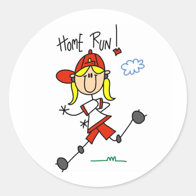 Adesivo Redondo Home Run! Stick Figure (Frente)