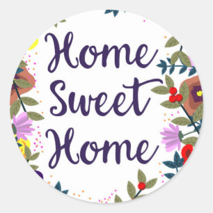 Adesivo Redondo Home Sweet Home Floral Reef