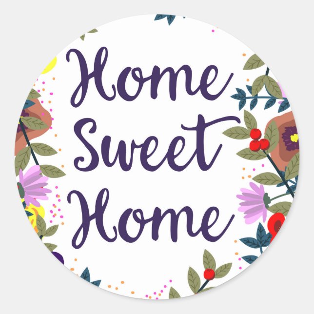 Adesivo Redondo Home Sweet Home Floral Reef (Frente)