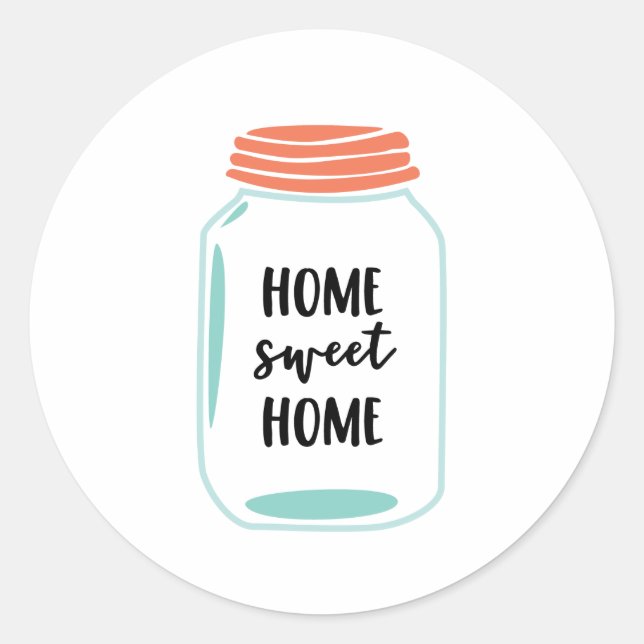 Adesivo Redondo Home Sweet Home, Mason Jar (Frente)