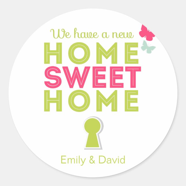 Adesivo Redondo Home Sweet Home {new home} Cupcakes Toppers/Sticke (Frente)