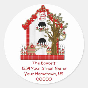 Adesivo Redondo Home Tweet Home Address Sticker