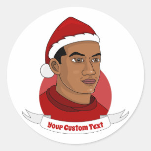 Adesivo Redondo Homem com o chapéu de Papai Noel