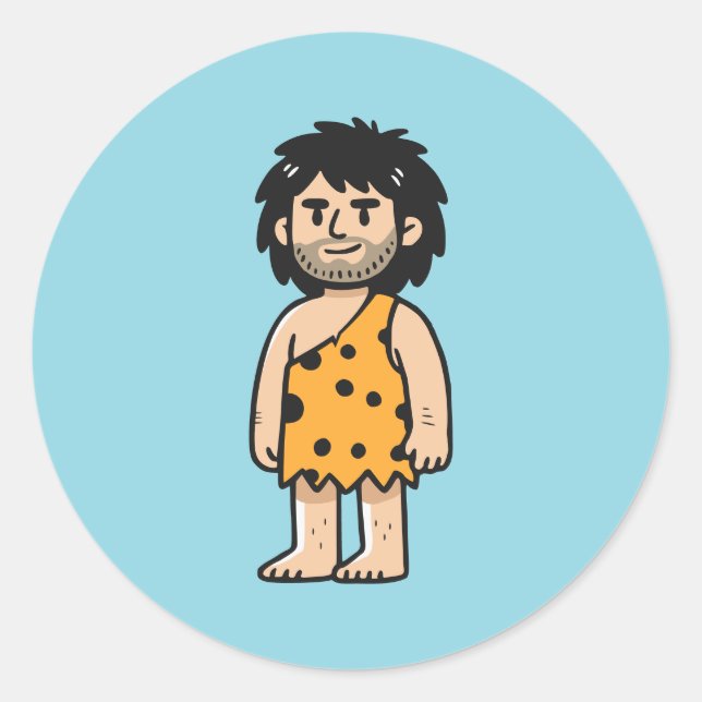 Adesivo Redondo homem da caverna Throk (Frente)