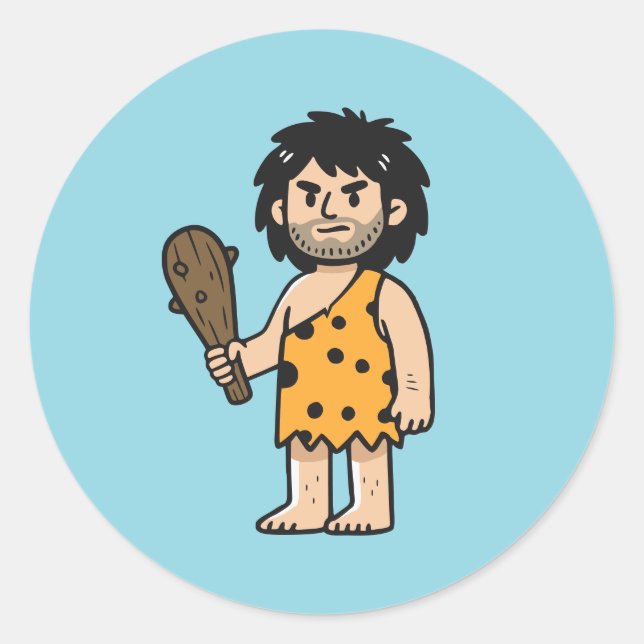 Adesivo Redondo homem da caverna Throk (Frente)