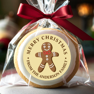 Adesivo Redondo Homem de Biscoito Amarelo Feliz Natal