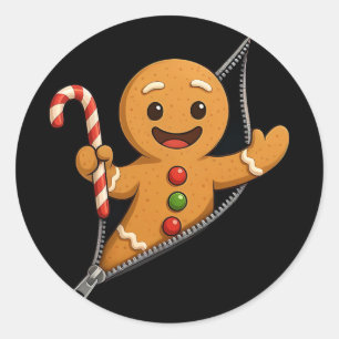 Adesivo Redondo Homem de Biscoito de Gengibre Funny Natal Cookie K