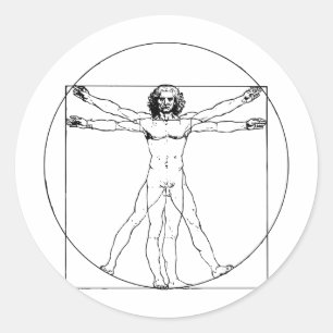 Adesivo Redondo Homem de da Vinci Vitruvian